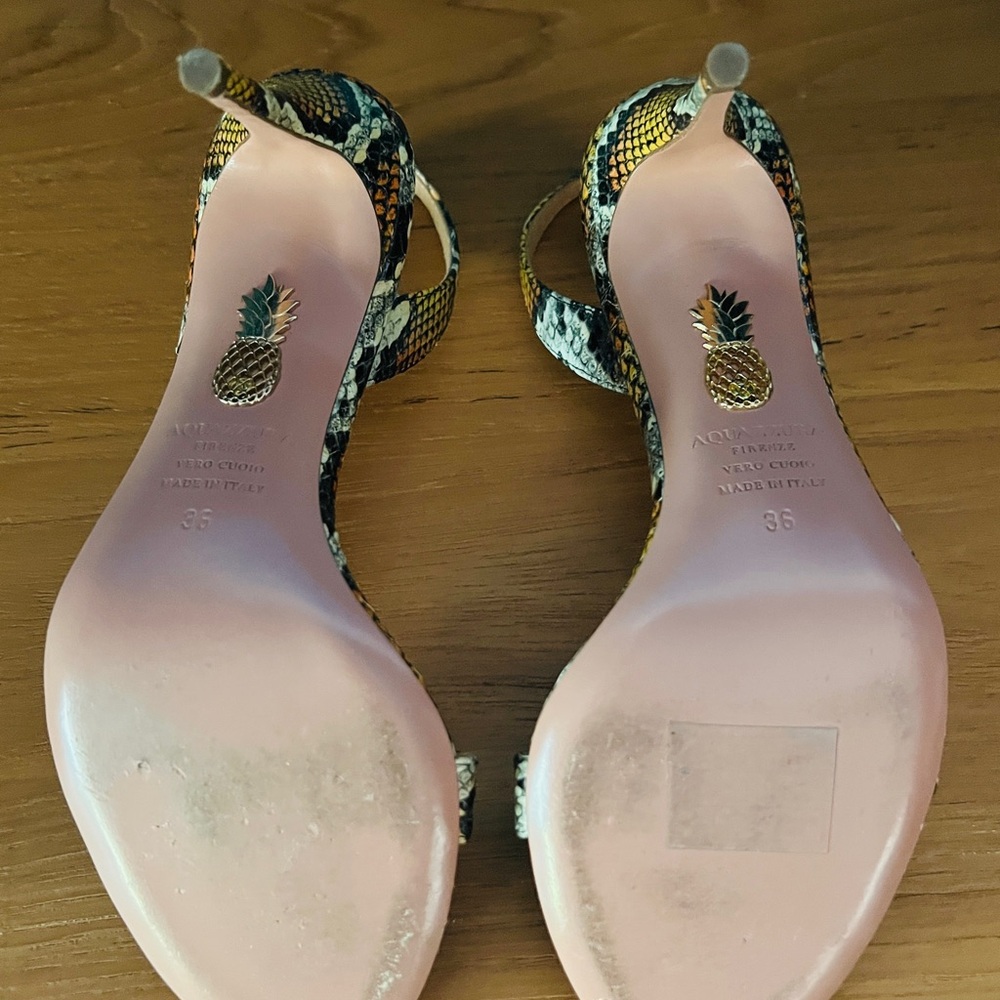 Aquazzura Python Print Slingback Sandals Stiletto… - image 5